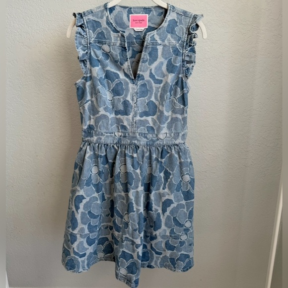 Kate Spade Denim Abstract Peony Floral Fit & Flare Dress - Picture 3 of 4